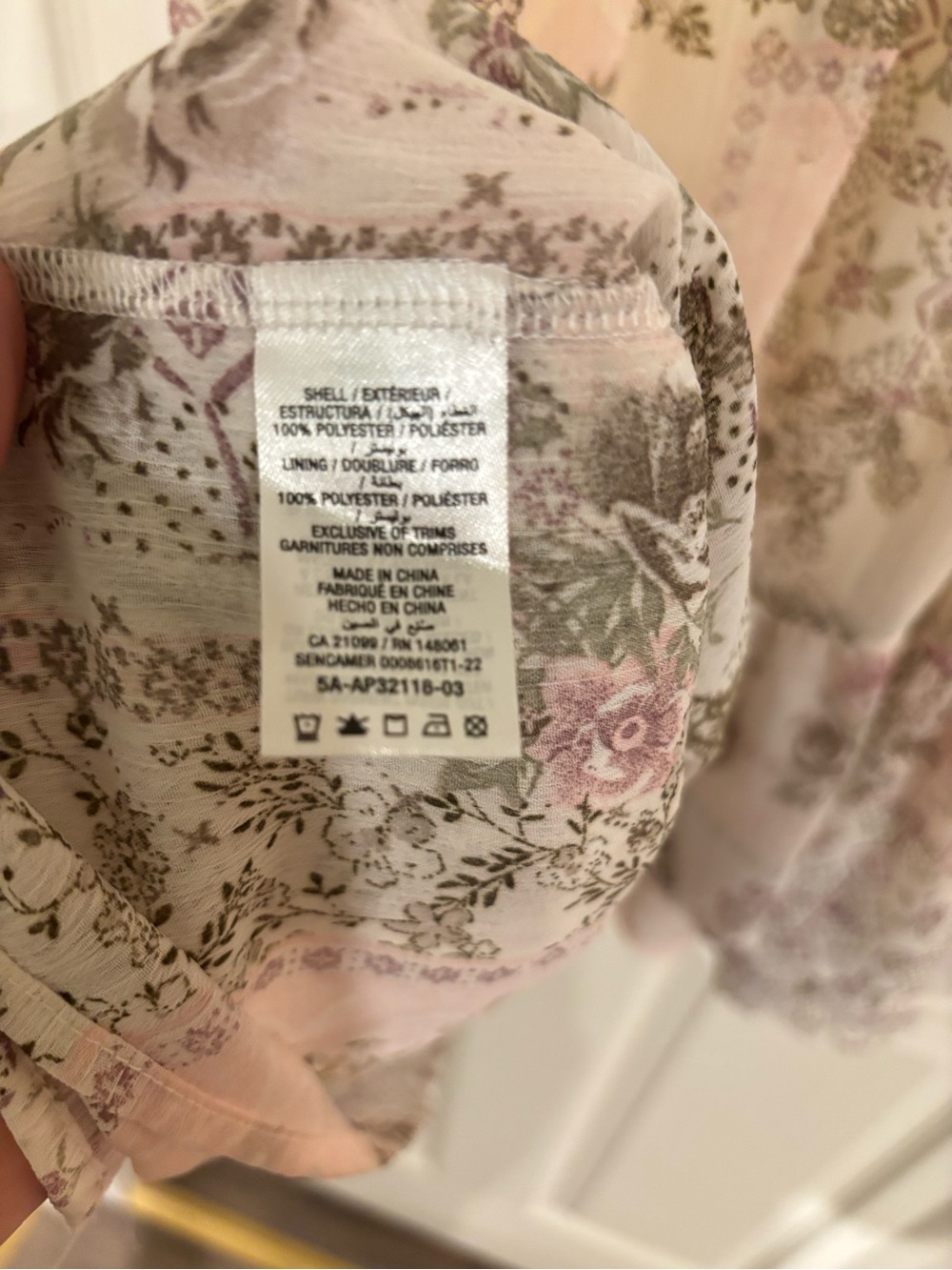 Ardene Cream Smocked Floral Ruffle Dress with Blush Accents - Picture 6 of 6